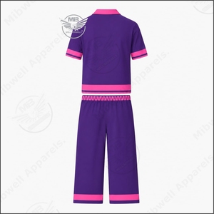 Conjunto de Camiseta Polo Personalizada con Nuevo Diseño para Mujer, Colores Morado y Rosa, Estilo Theta Phi Sigma, Corte Holgado Informal, Cintura Elástica con Cordón - Product Image 2