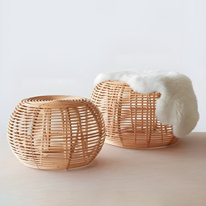Cheap Price Rattan <b>Stool</b> Chair Bulk Quantity Ready to Ship Boho Rattan Ottomans <b>Stools</b> Made in Vietnam - Product Image 6