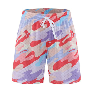 Shorts de basketball pour hommes, style streetwear, avec logo personnalisé, imprimé intégral, en maille respirante, séchage rapide, taille mi-haute élastique de 5 pouces - Product Image 5