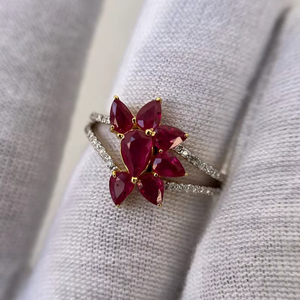 Anillo de Rubí de Lujo, Rubí Natural, Anillo de Compromiso de Plata de Ley 925, Chapado en Oro de 14K, Anillo de Aniversario de Bodas, Regalo - Product Image 1