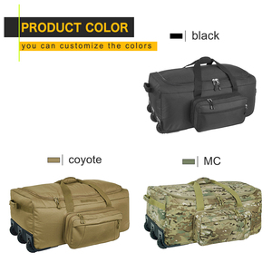 Bolsa deportiva y de viaje táctica con ruedas de gran capacidad, que combina funciones de gimnasio y viaje, con compartimentos de almacenamiento con cremallera. - Product Image 6