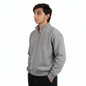 Sweat-shirt personnalisé pour homme à col montant zippé, en molleton bouclette mi-lourd, coupe oversize, style moderne et décontracté - Product Image 2