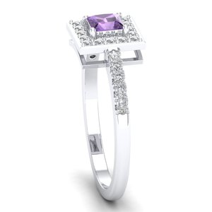 Anillo REYES Elegance con Gema de Amatista Natural y Moissanita Certificada por GRA, Joyería Fina Personalizada en Plata de Ley 925 - Product Image 3
