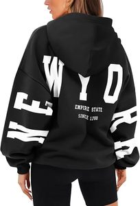 Sudadera con Capucha Negra Unisex con Estampado NY Blanco, Corte Regular, Ropa Casual de Invierno, 100% Algodón Felpa, Estilo Urbano - Product Image 6