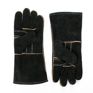 Gants de sécurité en cuir de vachette pleine fleur de qualité supérieure, robustes, renforcés, pour la lutte contre les incendies, la soudure industrielle, style uni - Product Image 1