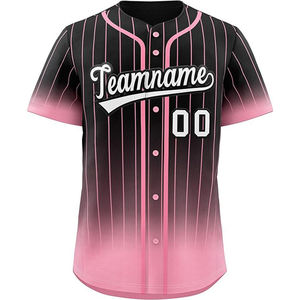 Men's Baseball Jersey Short Sleeve Striped Black Gray Gradient Sublimated Moisture Wicking Regular Fit Button Front - Product Image 6