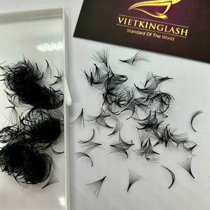 Extensiones de Pestañas de Volumen Preformadas de Pelo Sintético Hechas a Mano, Curvatura CC/D/DD/M/L, Longitud 7-20mm, Base Puntiaguda Negra Mate, Efecto Abierto - Product Image 3