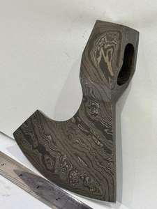 Tête de hache plate en acier Damas de qualité industrielle, faite à la main, motif Viking, 4 en 1, 1 kg - Product Image 4