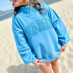 Miami Unisex Cotton Fleece Crew <b>Neck</b> <b>Mock</b> <b>Neck</b> Sweatshirt Custom Greek Chenille Patch Embroidery - Product Image 1