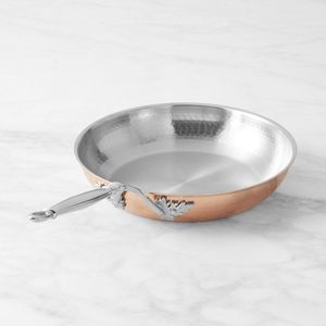 Sartén Tradicional de Cobre Martillado con Mango Largo de Latón, Sartén Artesanal para Cocinar, Freír y Servir Alimentos en el Hogar - Product Image 1