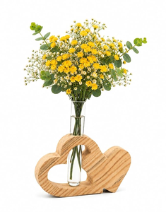 Vase mural rond en bois naturel, petit, style Art déco, écologique, fait main, pour plantes hydroponiques, décoration FAIZA CRAFT FC-9020 Uttar Pradesh - Product Image 2