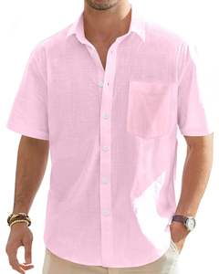 Mens Flannel Dress <b>Shirt</b> Solid 100 Cotton Business Turn-down Collar Anti-Wrinkle Breathable Anti-UV 140g <b>Half</b> Sleeve Custom - Product Image 6