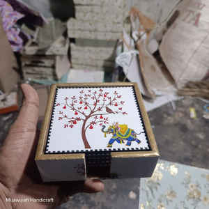 ที่รองแก้วไม้พิมพ์ลายดีไซน์ใหม่ชุดที่รองแก้วชากาแฟรูปทรงสี่เหลี่ยมทำจากไม้ออกแบบอย่างสวยงาม - Product Image 2