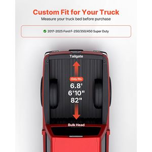 Cubierta enrollable suave para caja de camioneta Ford F-250/350/450 Super Duty 2017-2025, compatible con cajas de 6.8 pies (6 pies 10 pulgadas/82 pulgadas) - Product Image 2