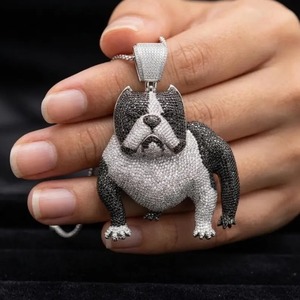 Colgante de Diamantes de Lujo de Alta Calidad con Diseño de Bulldog de Dibujos Animados, Joyería Hip Hop, Accesorios Unisex para Fiestas y Ropa Urbana, Plata - Product Image 4
