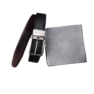 Cinturón Reversible de Cuero Premium para Hombre, Textura Granulada, Duradero, para Atuendos Casuales, Ajuste Cómodo, Hebilla Ajustable, Estilo Formal Elegante - Product Image 1