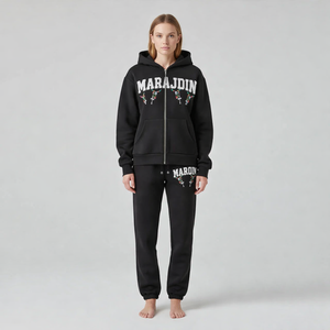 Conjunto Deportivo de Invierno para Mujer con Logotipo Personalizado, Sudadera con Cierre Completo y Pantalones Jogger, Ropa Deportiva de Dos Piezas - Product Image 2