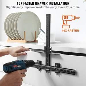 Strumento di modello di installazione regolabile per armadietto in lega di alluminio per manopole anteriori e maniglie per cassetti - Product Image 5