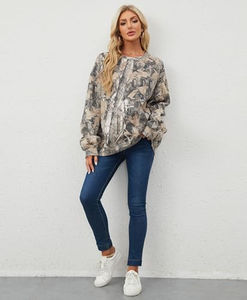 Sudadera con capucha de forro polar para mujer, OEM, con lavado ácido, camuflaje y estampado integral personalizado - Product Image 2