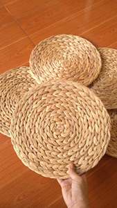 Natural Water Hyacinth Placemat Water Hyacinth Placemat Handmade <b>Round</b> Woven Dining Table <b>Mat</b> Boho Home Decor - Product Image 1