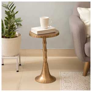 Modern Round Side <b>Table</b> with <b>Gold</b> Metal Base Contemporary Design for Living Room - Product Image 5
