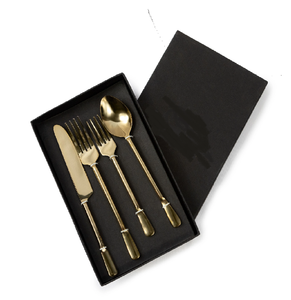 Brass Cutlery Spoon Flatware <b>Sets</b> With <b>Black</b> Box Packing Gifts for Kitchenware and Restaurants Partyware Spoon - Product Image 1
