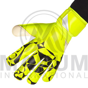 Guantes de Portero de Fútbol de Dedo Completo, Color Amarillo Neón con Patrón Negro, Antideslizantes, Material PU, Impermeables, Cierre con Cordón, Unisex - Product Image 4