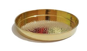 Juego de thali de latón martillado de lujo, 5 piezas, tono dorado, construcción sólida, cuencos, cuchara de vidrio, experiencia culinaria rica, premium - Product Image 2