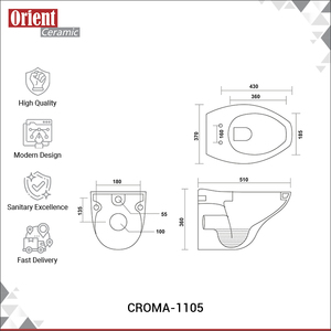 สุขภัณฑ์ติดผนังเซรามิกสีขาว ดีไซน์หรูหรา ผลิตในอินเดีย เหมาะสำหรับใช้ในบ้านและโรงแรม ผลิตภัณฑ์จากอินเดีย - Product Image 3
