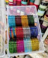 Ensemble de bracelets en verre de style cachemire, transparents et colorés, plaqués or, légers, assortis, pour femmes indiennes, pour mariage