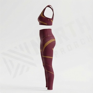 Conjunto de Yoga con Estampado de Sublimación Personalizado para Mujer, Bra Deportivo y Pantalones Cortos sin Costuras, Color Personalizado, Antibacteriano, para Gimnasio, Entrenamiento y Fitness - Product Image 3