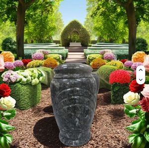 Urne funéraire artisanale en granit, vase commémoratif en marbre gris, urne à cendres écologique et durable pour l'exposition - Product Image 3