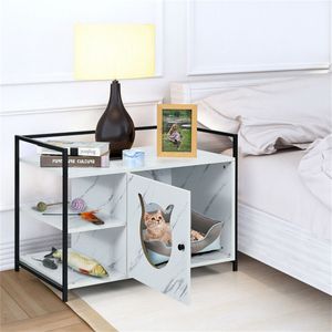 Lussuosa Casetta per Gatti a Due Livelli con Funzioni di Facile Pulizia, Lettiera in Legno per Gatti da Soggiorno, Tavolino XL - Product Image 6