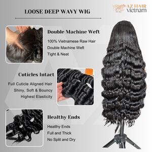 100% Remy Vietnamese Human <b>Hair</b> <b>Extensions</b> Double Drawn Pure Raw Unprocessed Virgin <b>Wig</b> Loose Deep Wavy Style - Product Image 3
