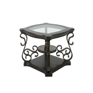 Consolle da 67 cm con piano in vetro e gambe in metallo verniciato a polvere, ripiano centrale in MDF e carta effetto marmo, tavolino da 61 cm di altezza - Product Image 3