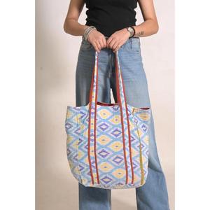 Bolsa de Mano Vintage de Algodón Kantha, Bolsa de Hombro Boho Hecha a Mano en India, Bolsa de Compras Reutilizable - Product Image 2