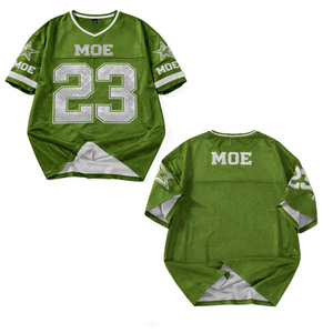 Camiseta de Fútbol Americano con Pedrería Verde para Hombre, Talla Grande, Malla Transpirable, Brillante, Estilo Hip Hop, Ropa Urbana, Camiseta de Equipo - Product Image 2