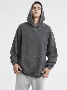 เสื้อฮู้ดโอเวอร์ไซส์ ยูนิเซ็กซ์ สีเขียวล้วน ผ้าฝ้ายฟลีซ 300 กรัม เป็นมิตรกับสิ่งแวดล้อม ล้างสีแบบแอซิดวอช มีกระเป๋า ดีไซน์ลำลองสำหรับฤดูใบไม้ผลิ ทรงปกติ - Product Image 3