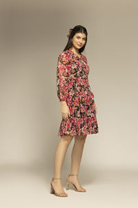 Luxury Design Black Floral Printed Mini <b>Dress</b> Looks Beautiful and Loose Fit Comfortable Daily Wear <b>Dresses</b> at Wholesale - Product Image 5