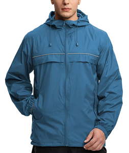Men's Green Hooded Windproof Rain Jacket With Zipper Closure And Pockets Casual Spring Outdoor Wear Lightweight Polyester Coat - Product Image 5