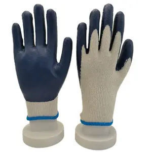 Gants de travail en coton bon marché en gros d'usine gants rouges pour le travail gants de travail enduits de latex en caoutchouc de paume finition lisse