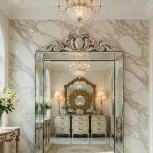 Miroir mural baroque vénitien de luxe | Miroir décoratif en verre de style antique avec cadre orné pour la décoration intérieure de la pièce, de l'hôtel et de la maison - Product Image 4