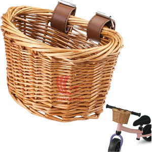 Cesta de Bicicleta de Ratán Hecha a Mano de Primera Calidad para Niños, Cesta Delantera Vintage Tejida para Manillar de Bicicleta con Correas de Cuero Ajustables - Product Image 3