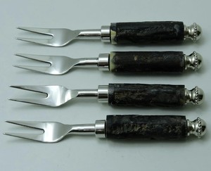 Ensemble de fourchettes en acier inoxydable éco-responsables avec manche en corne pour mariage, événement, restaurant, cadeau, accessoires de cuisine vintage - Product Image 1