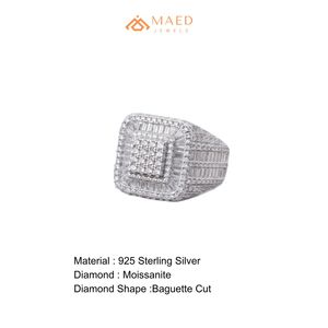 <b>Mens</b> <b>Silver</b> Tone Gold Plated Moissanite Square Hip Hop Statement <b>Ring</b> for <b>Men</b> Wedding Anniversary Stylish - Product Image 6