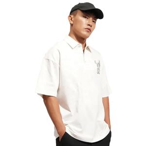 Camiseta de algodón de alta calidad Polo estilo callejero americano con estampado personalizado Cuello liso Nueva colección Patrón sólido - Product Image 3