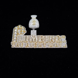 Customized Personal Rapper 3D Jewelry 925 <b>Silver</b> Two Tone <b>Pendant</b> Fully Iced Out Moissanite Letter <b>Initial</b> Hip Hop <b>Pendant</b> Men's - Product Image 1