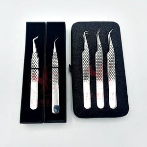 Pince à épiler d'extension de sourcils de cils à 90 degrés personnalisée de marque privée forte tenue mince mince volume droit acier inoxydable beauté - Product Image 6