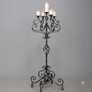 Support de bougie en fer forgé fait main 4x10 pouces, résistant aux intempéries, durable, porte-bougie de luxe, centre de table, décoration intérieure - Product Image 1