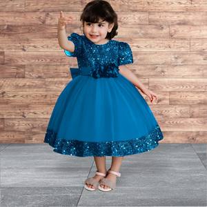 Vestido de Lentejuelas de Primera Calidad para Niña, Diseño Personalizado, Terciopelo de Lujo con Bordado y Lazo, Vestido de Fiesta de Cumpleaños, Boda, Evento Formal - Product Image 1